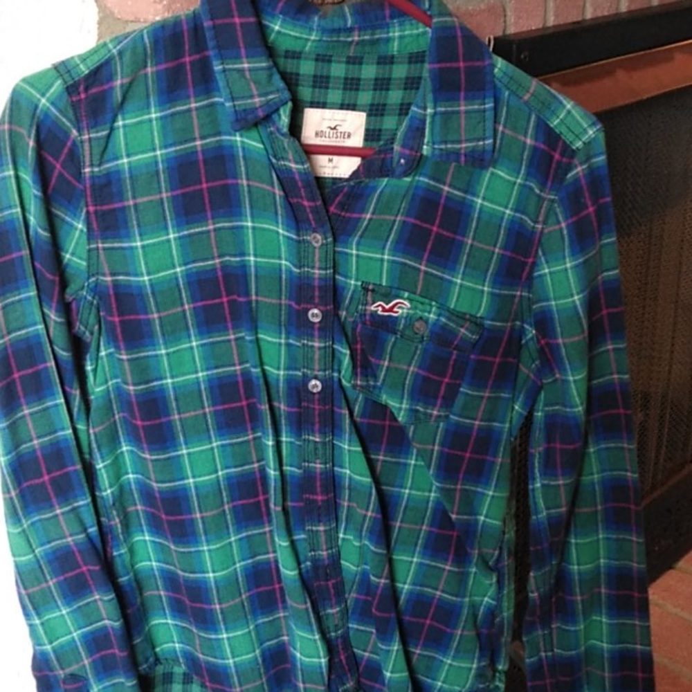 Hollister Checked Green Fleece